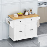 Kitchen Island Cart with Two Storage Cabinets