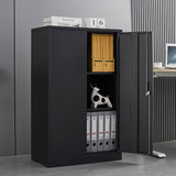 Metal Storage Cabinet with Locking Doors and Adjustable Shelf, Folding Filing Storage Cabinet , Rolling Storage Locker Cabinet for Home Office,School,Garage, Black