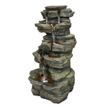 Outdoor Water Fountain Rock Waterfall Fountain & Backyard Water Feature with LED