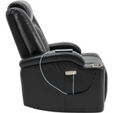 Power Motion Recliner with USB Charge Port and Cup Holder -PU Lounge chair for Living Room,Black(Old Sku:PP194010BAA）