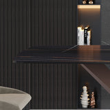 70.87"Modern artificial stone black curved metal leg dining table-can accommodate 6-8 people