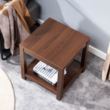 Classic brown Side Table , 2-Tier Small Space End Table ,Modern Night Stand, Sofa table, Side Table with Storage Shelve