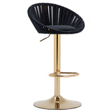 COOLMORE Velvet Bar Stools Set of 2 Modern Counter Height Barstools with Low Back Ajustable Swivel Kitchen Bar Chairs with Gold Footrest for Home Bar/Dining Room