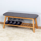 Living Room Bamboo Bench Entryway Shoe Rack 39.3 x 12 x 17.3 inch