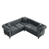 Grey Tufted L shaped Couch