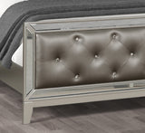 Queen 6 Piece Mirror Front Bedroom set made with Wood in Silver Color