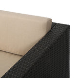 Lorita Outdoor 5-piece Dark Brown Wicker Sectional Sofa Set with Beige Cushions