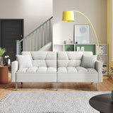 White Convertible Folding Futon Sofa Bed for Compact Living Space