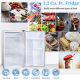 Compact refrigerator with freezer, 3.2 Cu.ft Mini Fridge with Reversible Door, 5 Settings Temperature Adjustable for Kitchen, Bedroom, Dorm, Apartment, Bar, Office, RV