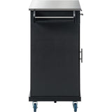 Kitchen Cart with Stainless Steel Top and Storage Cabinet with Two Drawers & Goblet Holder & Wine Rack & Spice Rack & Towel Holder