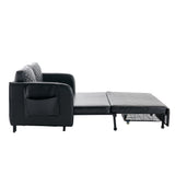 COOLMORE Convertible Sleeper Sofa Bed, Modern Velvet Loveseat Couch with Pull Out Bed, Small Love Seat Futon Sofa Bed with Headboard, 2 Pillows & Side Pockets for Living Room