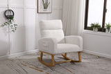 FONDHOME Modern Accent Rocking Chair, Upholstered Kids Glider Rocking Chair for Infants and Children, Teddy Material Comfort Arm Rocker, Lounge Armchair for Living Room, Beige