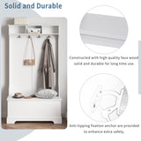Hall Tree with 4 Hooks and Hinged Lid, Coat Hanger, Entryway Bench, Storage Bench