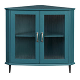 Corner Cabinet with Doors & Adjustable Shelf, Corner Night Stand, Free-Standing Storage Shelf Organizer for Small Space in Living Room/Bedroom/Kitchen (Teal Blue)