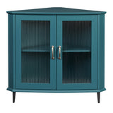 Corner Cabinet with Doors & Adjustable Shelf, Corner Night Stand, Free-Standing Storage Shelf Organizer for Small Space in Living Room/Bedroom/Kitchen (Teal Blue)