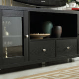 58" TV Stand Console  2 Doors and 2 Drawers -Black