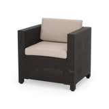Riley Outdoor Wicker Print 2 Seater Chat Set with Ottomans