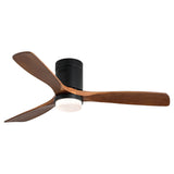 Low Profile Ceiling Fan With Lights 3 Carved Wood Fan Blade Noiseless Reversible Motor Remote Control With Light