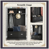 Hall Tree with 4 Hooks, Coat Hanger, Entryway Bench, Storage Bench, 3-in-1 Design, for Livingroom, Hallway (BLACK)