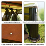 Outdoor Iron Vented Dome Top Patio Gazebo with Netting for Backyard, Poolside and Deck, Brown