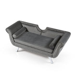 Grey Modern Accent Loveseat with Nailhead Trimming