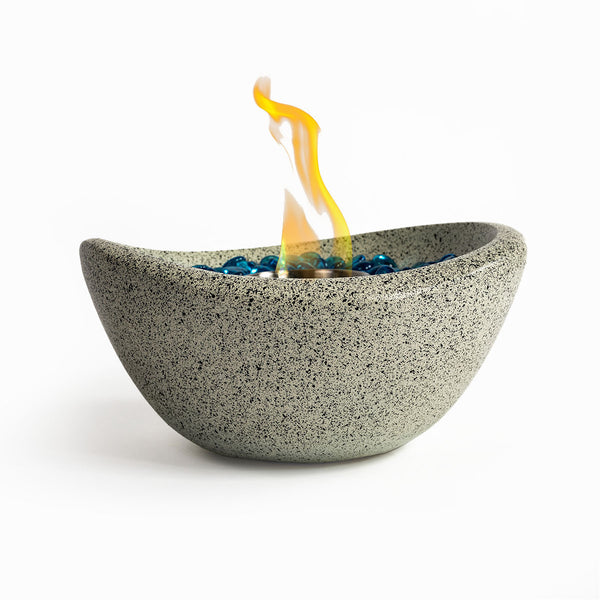 Tabletop Fire Pit Beige, Outdoor & Indoor Fire Pit, Portable Concrete Fire Pit, Personal Ethanol Fireplace, Outdoor Table Top Fire Pit, Mini Fire Pit Smokeless Fire Bowl