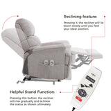 Power Lift Chair with Massage and Heating Function Soft Fabric Upholstery Recliner for Living Room,Light Gray