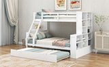 Twin over Full Bunk Bed with Trundle and Shelves