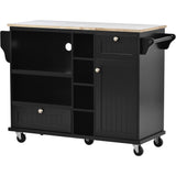 Kitchen Island Cart with Storage Cabinet and Two Locking Wheels, Solid wood Microwave cabinet