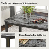 7-piece Dining Table Set with 1 Faux Marble Top Table and 6 Seats