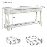 TREXM Console Table 64" Long Sofa Table Easy Assembly with Drawers and Shelf for Entryway, Hallway, Living Room (Antique White)