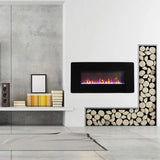 36 Inch Curved Front Electric Fireplace,Freestanding or Wall Mounted Electric Fireplace with Adjustable Flame Color & Remote Control