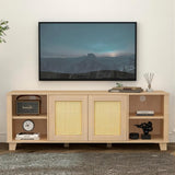 64.4" Rattan TV Stand for 65/70 inch TV Living Room Storage Console Entertainment Center