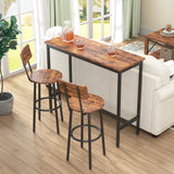 Bar Table Set with 2 Bar stools (Rustic Brown)