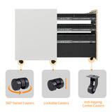 3 Drawer Mobile File Cabinet with Lock Steel File Cabinet for Legal/Letter/A4/F4 Size, Fully Assembled Include Wheels, Home/ Office Design