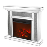 W 47" X D 12.6 "X H 41.7" Acrylic diamond mirror mantelpiece, separate mantelpiece  Built-in filling: acrylic high imitation drill, 1500 W electric heating furnace
