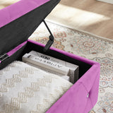 Storage Bench, Flip Top Entryway Bench Seat with Safety Hinge, Storage Chest with Padded Seat, Bed End Stool for Hallway Living Room Bedroom, Supports 250 lbs,Purple Velvet