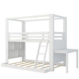 Twin Over Full Bunk Bed with Desk Storage