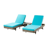 Tristan 78”Long Reclining Chaise Lounge Set with Cushions and Table