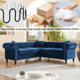 Blue Velvet  Deep Button Tufted Upholstered Arm