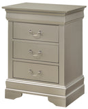 Glory Furniture Louis Phillipe G3103-3N 3 Drawer Nightstand , Silver Champagne