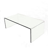 Glass Coffee Table, Tempered Clear Glass Coffee Table for Living Room