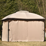Patio Outdoor Gazebo, Double Roof Soft Canopy Garden Backyard Gazebo with Mosquito Netting Suitable for Lawn, Garden, Backyard and Deck
