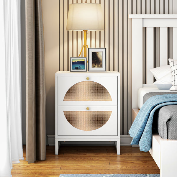 Nightstand Allen 2 Drawer side table, Display Rack for Bedroom or Living Room