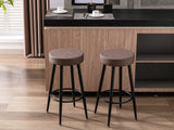 A&A Furniture,Metal Bar Stools,  Round Kitchen Counter Stools, Industrial Round Barstool, Bar Chairs, 28 Inch for Counter Pub Height Set of 2 (Brown)