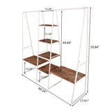 Metal Clothing Rack Garment ,Clothing Rack with 6 Shelves, 4 -Tiers Wood Shelves Heavy Duty Clothes Rack  for Hanging Clothes,Standing Coat Rack,Bedroom Clothes Storage and Organizer