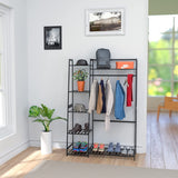 Clothes Rack,Clothes Rack with Shelves,Freestanding Closet Organizer for Living Bedroom Room Kitchen Bathroom Entryway Office Storage Shelves Clothes Hanging Rack,CR-538 Black