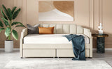 Twin Size Upholstered daybed with Drawers, Wood Slat Support