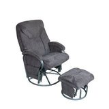 Fabric In Gray Swivel Reclining Rocking Nursery Chair & Ottoman Set