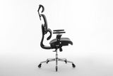 Multifunctional Mesh Office Chair - Adjustable Backrest Height, 4D Arms, Lumbar Support, Headrest and Tilt Angle - Metal Base Quiet Rubber Wheels Ergonomic High Back Computer Desk Chair (Grey)